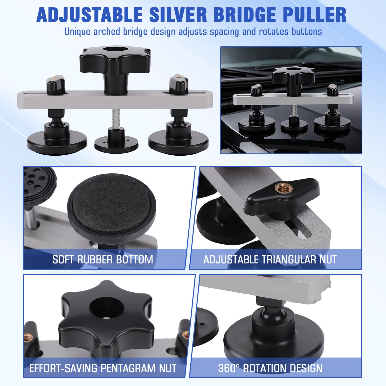 Tirabolli per Carrozzeria Auto, 78Pcs Kit Levabolli Auto, Kit Tirabolli per Carrozzeria, Kit Estrattore a Ponte Estrattore a Martello per Ammaccature, per Auto Rimozione Ammaccature su Veicoli/Portier