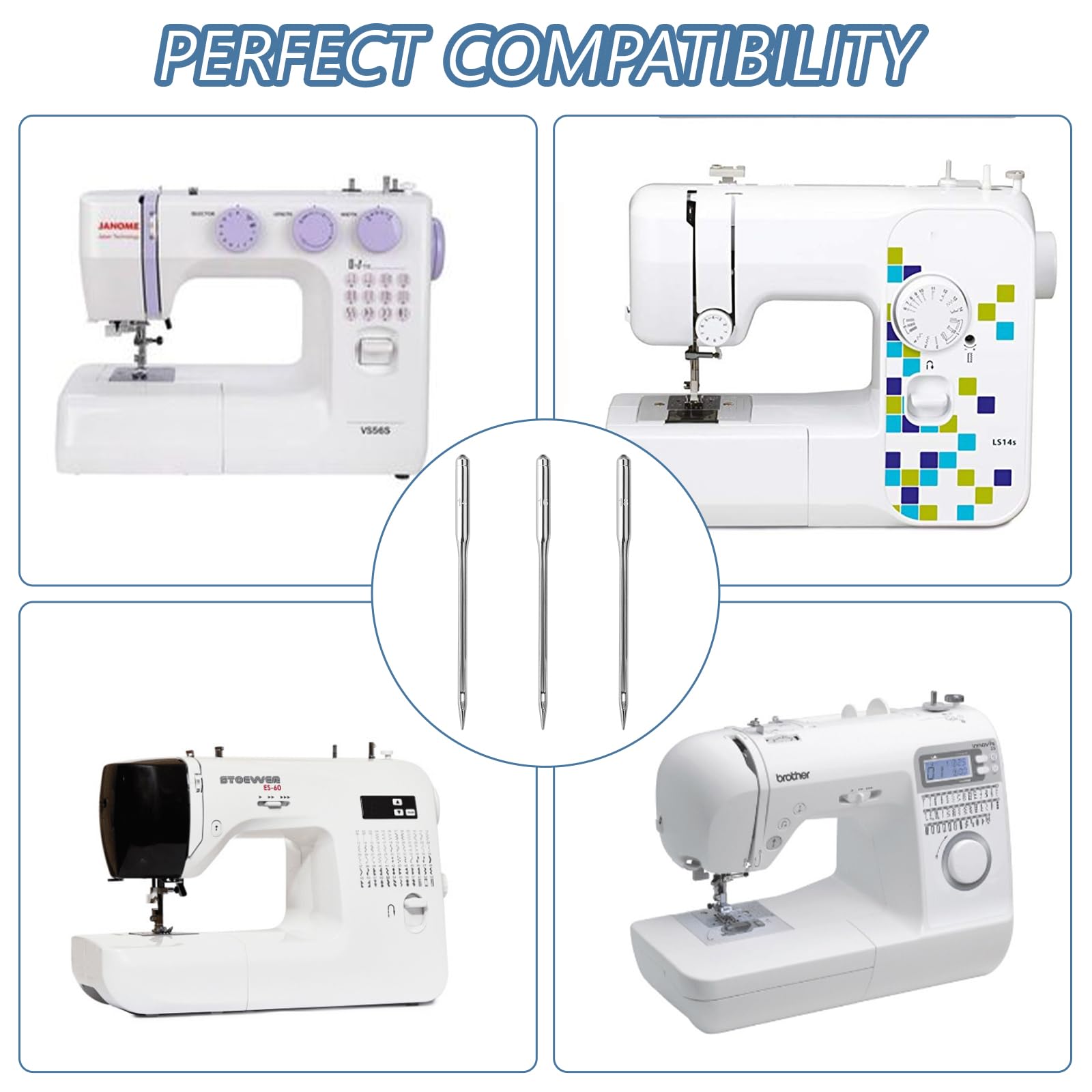 Boîte Rangement Aiguilles Lot 60 Aiguilles Machine à Coudre ZITFRI - 6 Tailles Universelles (65/9 à 110/18) - Avec Boîte De Rangement Machine A Coudre Brother