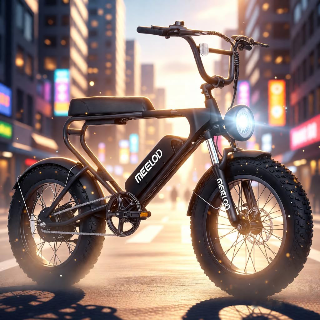 1000W Powerful Moped Ebike for Adults, 20In Fat Tire Electric Bike 48V 13AH Battery 25-45Miles Range 28Mph Max Speed,Electric Dirt Bike for Beginner