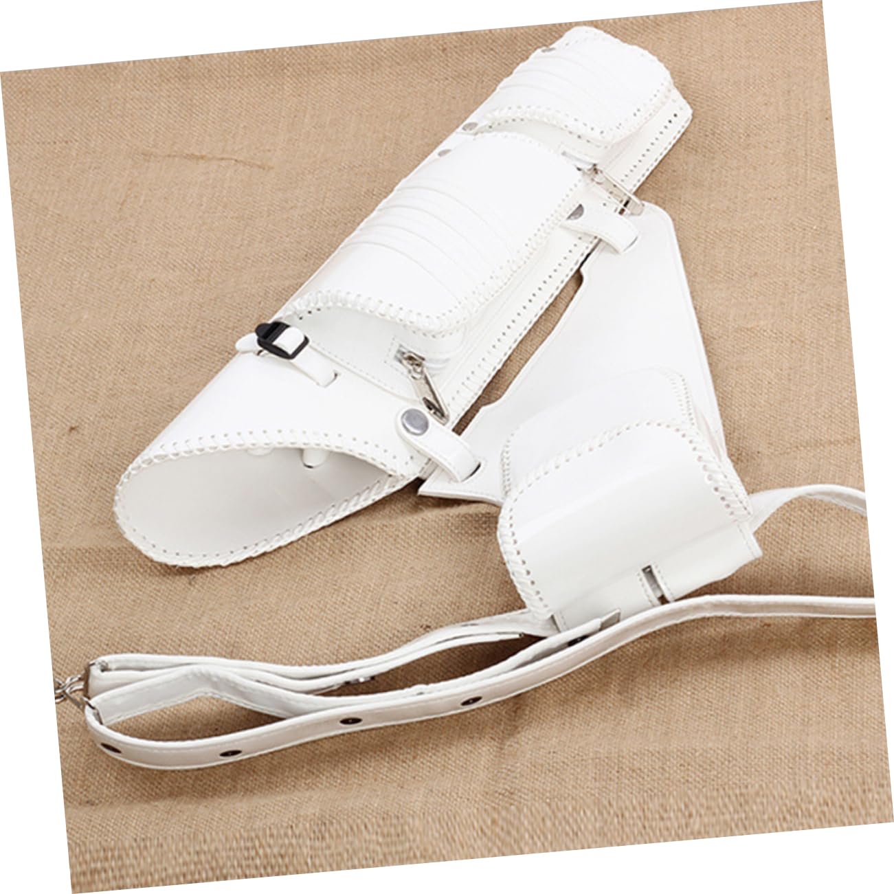 Sosoport White Pu Arrow Storage Bag Large Capacity Multifunctional Waist Pouch for Arrow Accessories Strap for Secure Carry and Washable Design for Outdoor Travel