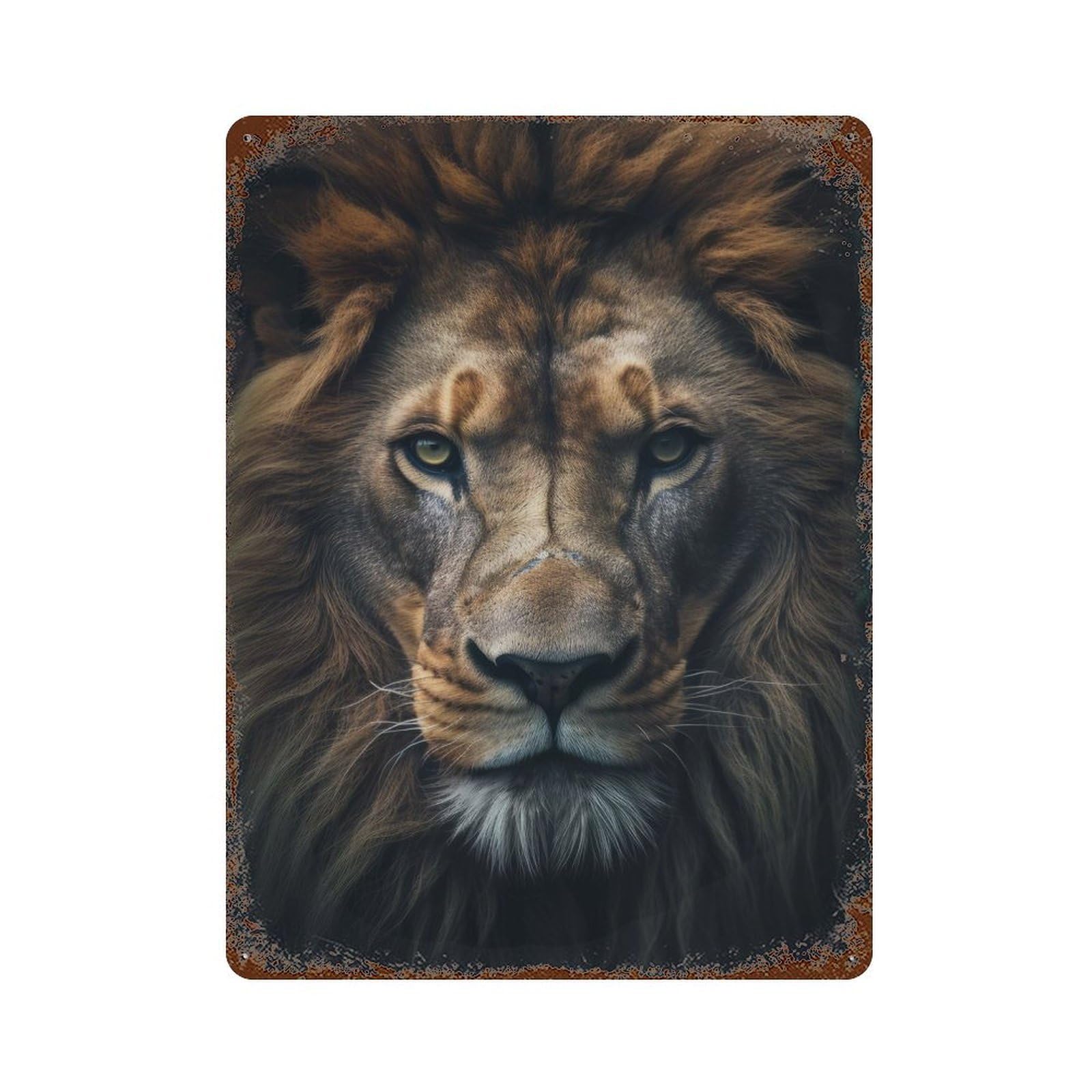 Beautiful Lion Portrait Vintage Rust Metal Sign 15.7"x11.8", for Basement, Hobby Room And Garage Decor, Farmhouse Wall Decor