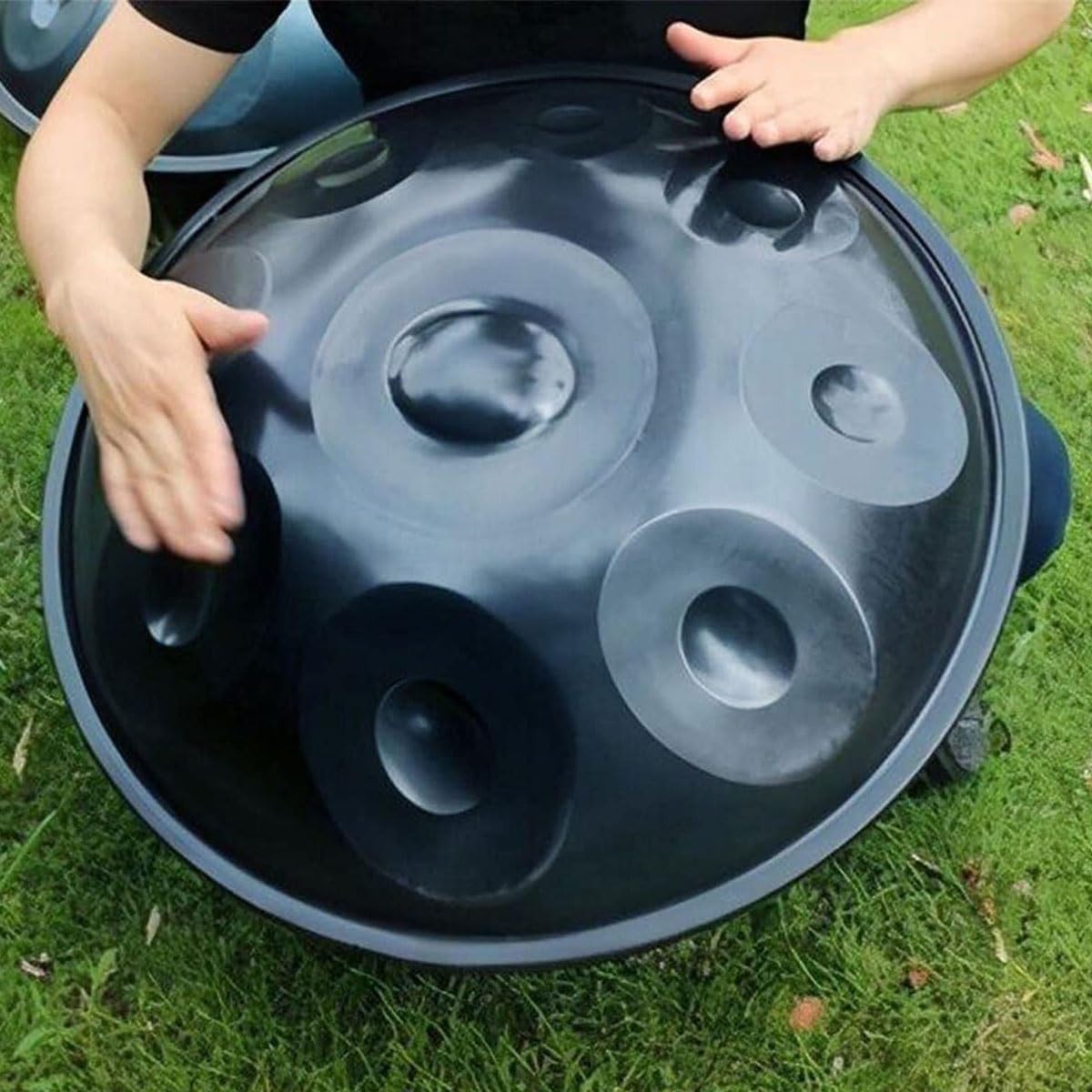 Handpan Drum Tambor de Mano 22 Pulgadas, 9/10/12 Notas Tambor Hand Pan en D Menor, 432Hz/440Hz Instrumento de Percusión para Meditación Yoga(Gold,10 Notes/440Hz)