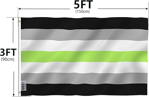 Miniatura 7 de ANLEY Fly Breeze - Bandera de orgullo Agender de 3 x 5 pies, color vivo y a prueba de decoloración, cabecera de lona y doble costura, bandera de