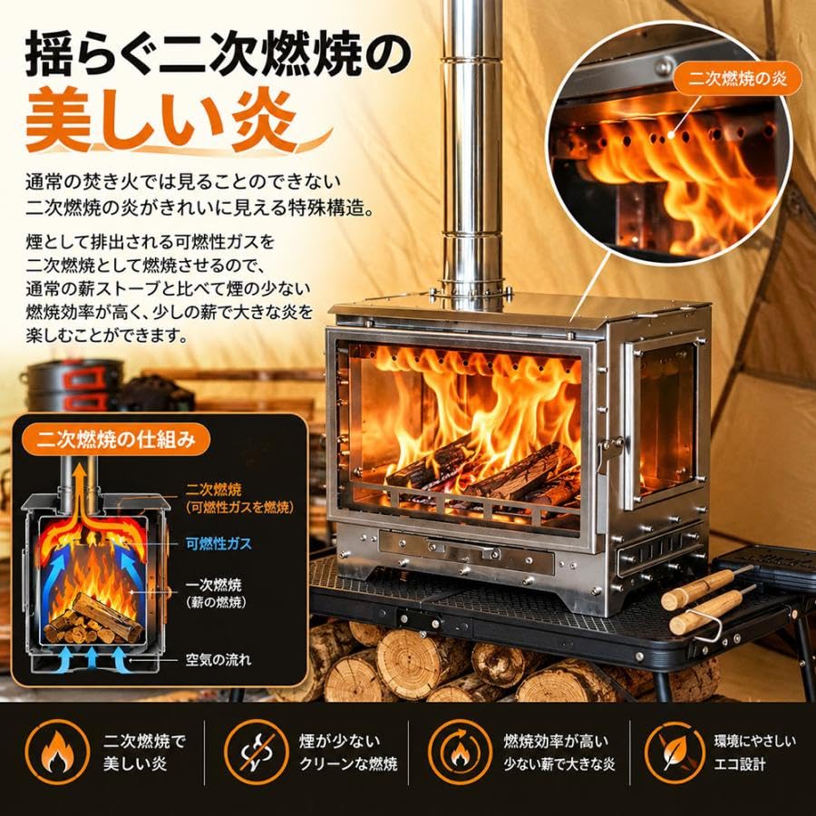 ゴ*ロ様 サファイアストーブ　耐熱ガラス　ビンテージストーブ　ホヤガラス　ドイツ Amazon.co.jp: DOGBOO 薪ストーブ 二次燃焼 ウッドストーブ ポータブル