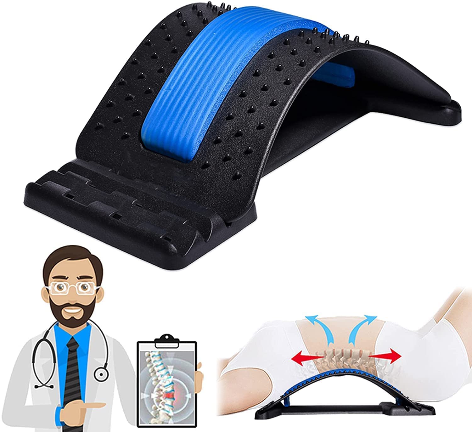 Plastic Back Braces Stretching Device for Bed| Chair & Car,Non toxic| Multi-Level Lumbar Support Stretcher for Lower and Upper Muscle Pain Relief