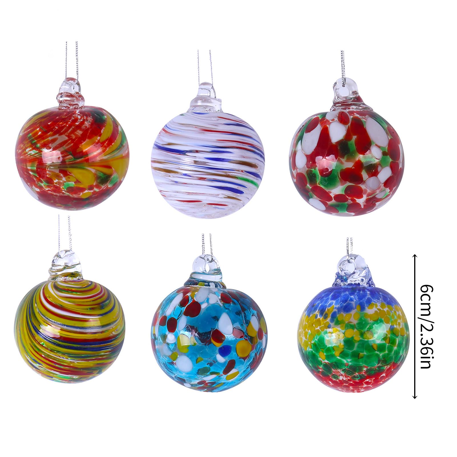 6 Piezas Bola de Navidad Pintada de Vidrio Bola de Vidrio Transparente Decoración de Navidad Adornos de Bolas de Vidrio Transparente Bola de Árbol de Navidad de Vidrio para (B)