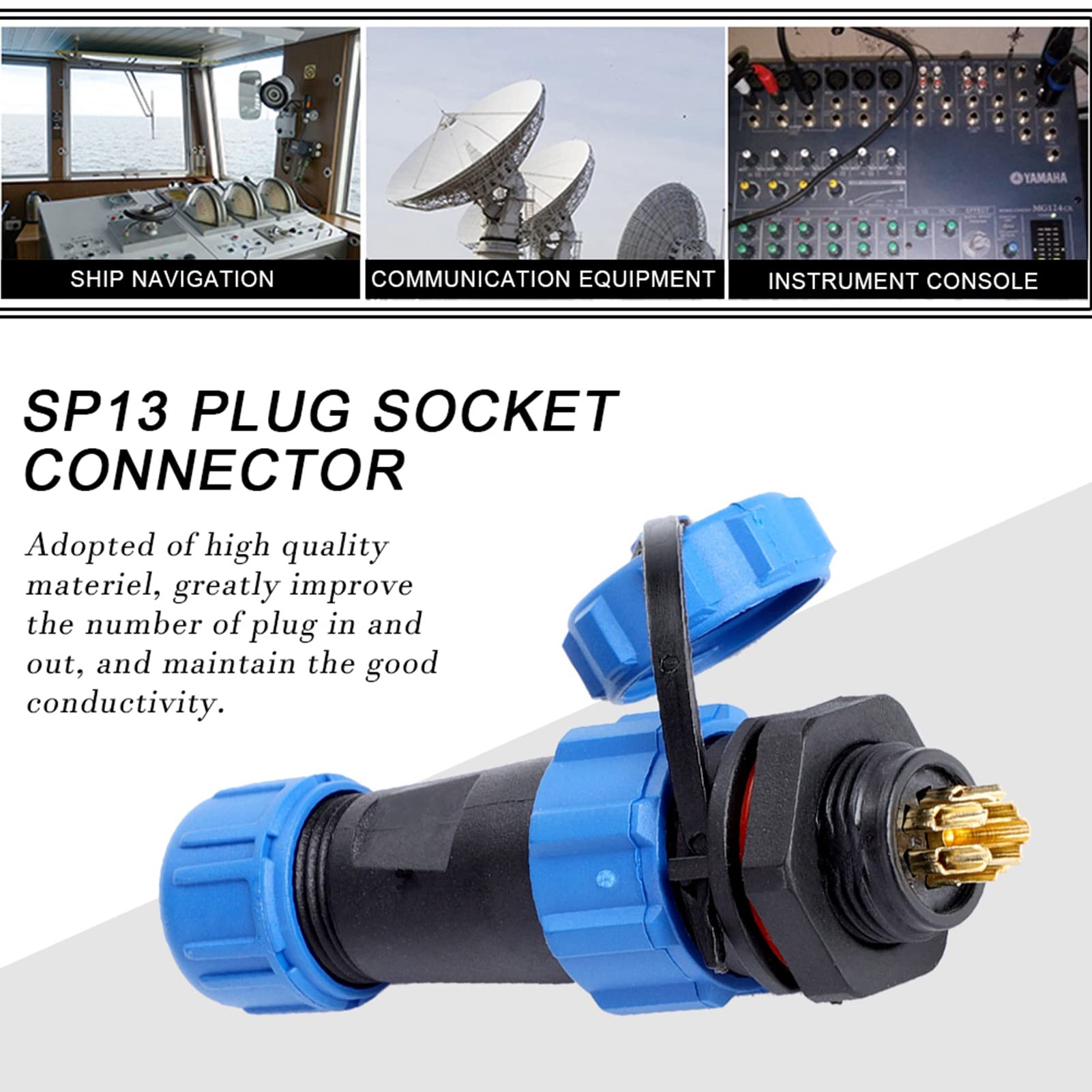 IP68 SP13 2Pin/3Pin/4Pin/5Pin/6Pin/7Pin/9Pin Plastic Plug Socket Connector Plug, Tight Connector, High Conductivity, Lamp (7pin)