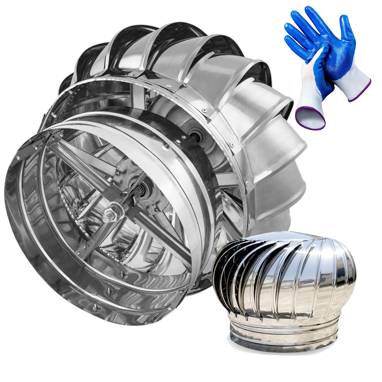 Rotating Chimney Cowl Cap,Top All Purpose Chimney Cowl,Anti Downdraught Chimney Cowl with Rotating Cap Ventilation,Stainless Steel Chimney Cowl Cap,Waterproof, Windproof ( Size : 450mm/17.71in )