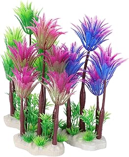Mipcase 3Pcs Plantas De Água Artificial Decoração De Tanque De Peixes Plantas De Aquário Artificial Aquário Artificial Ornamento De Aquário Bonsai Esconderijo Plantas Subaquáticas