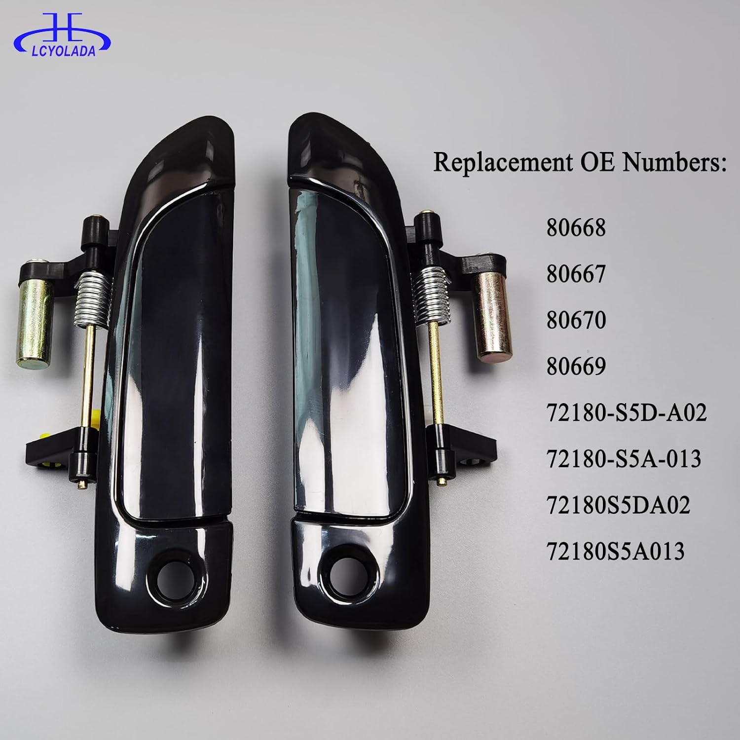 Set of 4 Exterior Door Handles for Honda Civic 2001 2002 2003 2004 2005, Front Rear Driver & Passenger Side Replaces 72140S5DA02 72180S5DA02 72640S5DA01 72680S5DA0, Smooth Black