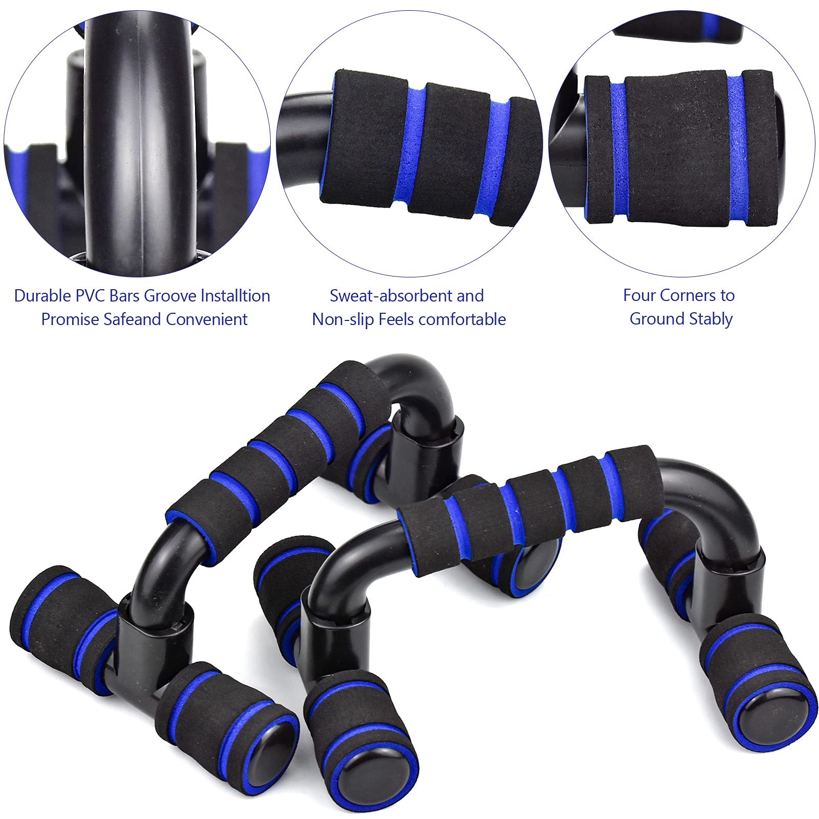 Poignées De Pompes (push Up Bars) Avec Mousse Antidérapante - Lot De 2, Couleur Aléatoire Rouge/bleu, Pour Musculation épaules, Dos, Abdominaux