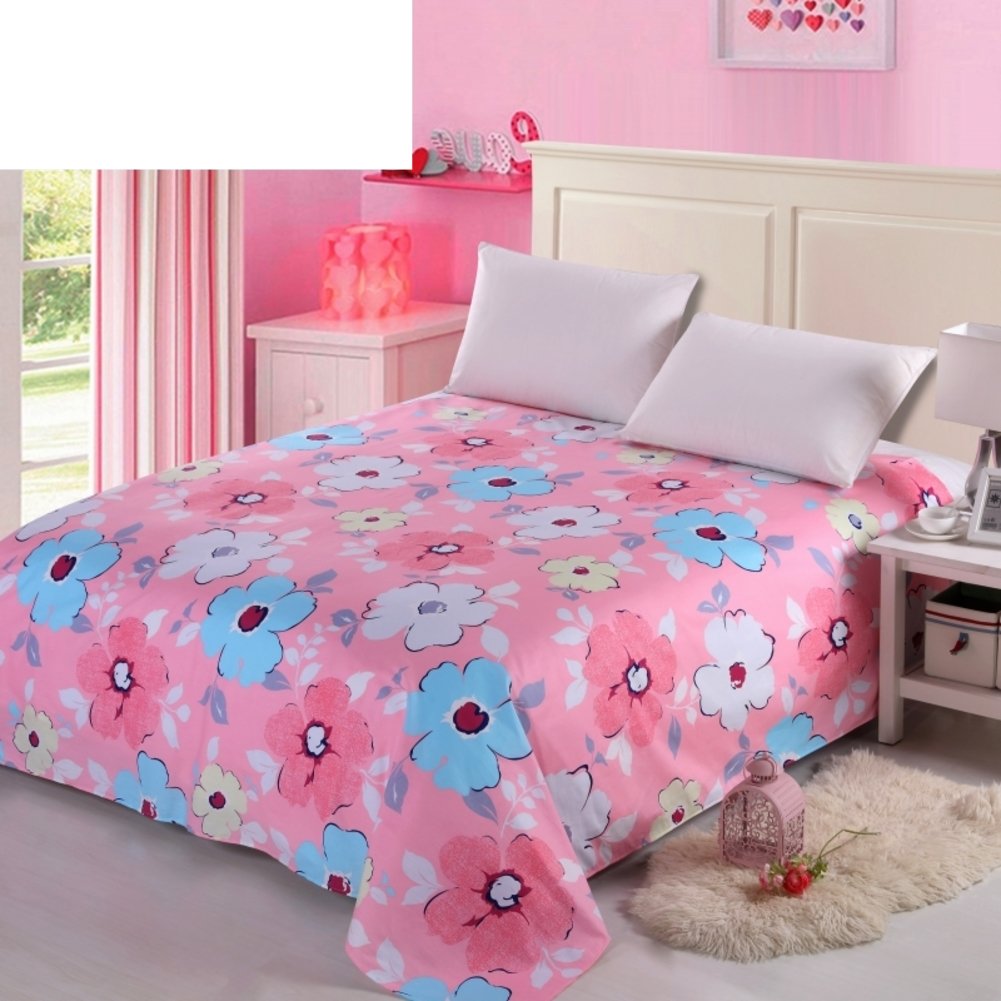 Drap en coton respirant imprimé feuilles végétales lit 160x230cm B