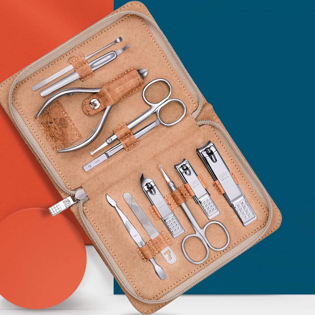 Juego de manicura, Juego de uñas, Juego de pedicura Profesional for el hogar Juego de Belleza de Viaje portátil con Estuche de Cuero de PU de Moda portátil (Juego de 11 Piezas) Kit de manicura