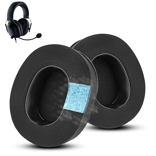 Wzsipod Cooling Gel Earpads for Razer Blackshark V2 X Headphones, Protein Leather & Fabric, Ultimate Comfort, Enhanced Durability, Cooling Effect Headset Replacement (Black)