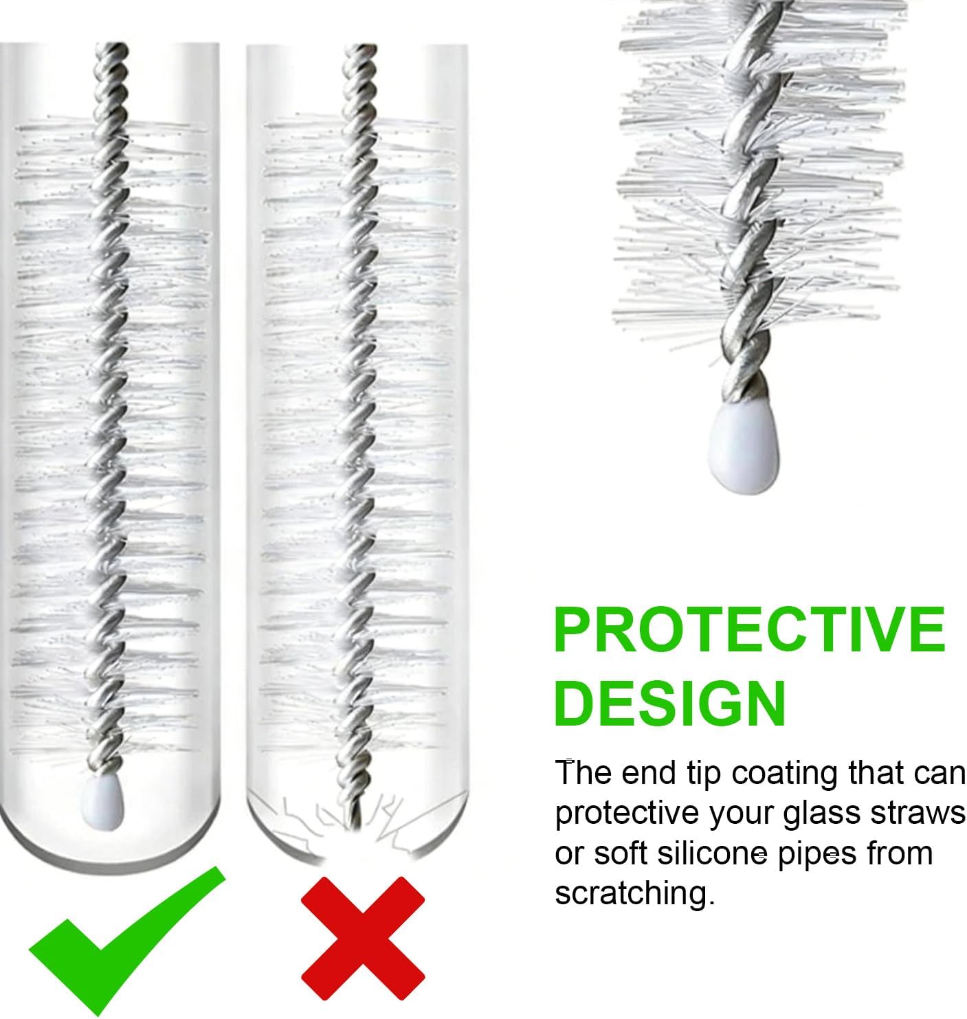 4 Pcs Straw Cleaner Brush, Nylon Pipe Tube Cleaner, Reusable Metal Handles Straw Cleaner Brush, with Key Rings, for Tubes, Water Bottles, Water Cup lid, Sippy Cup,Clear, 0.39x8.26 in