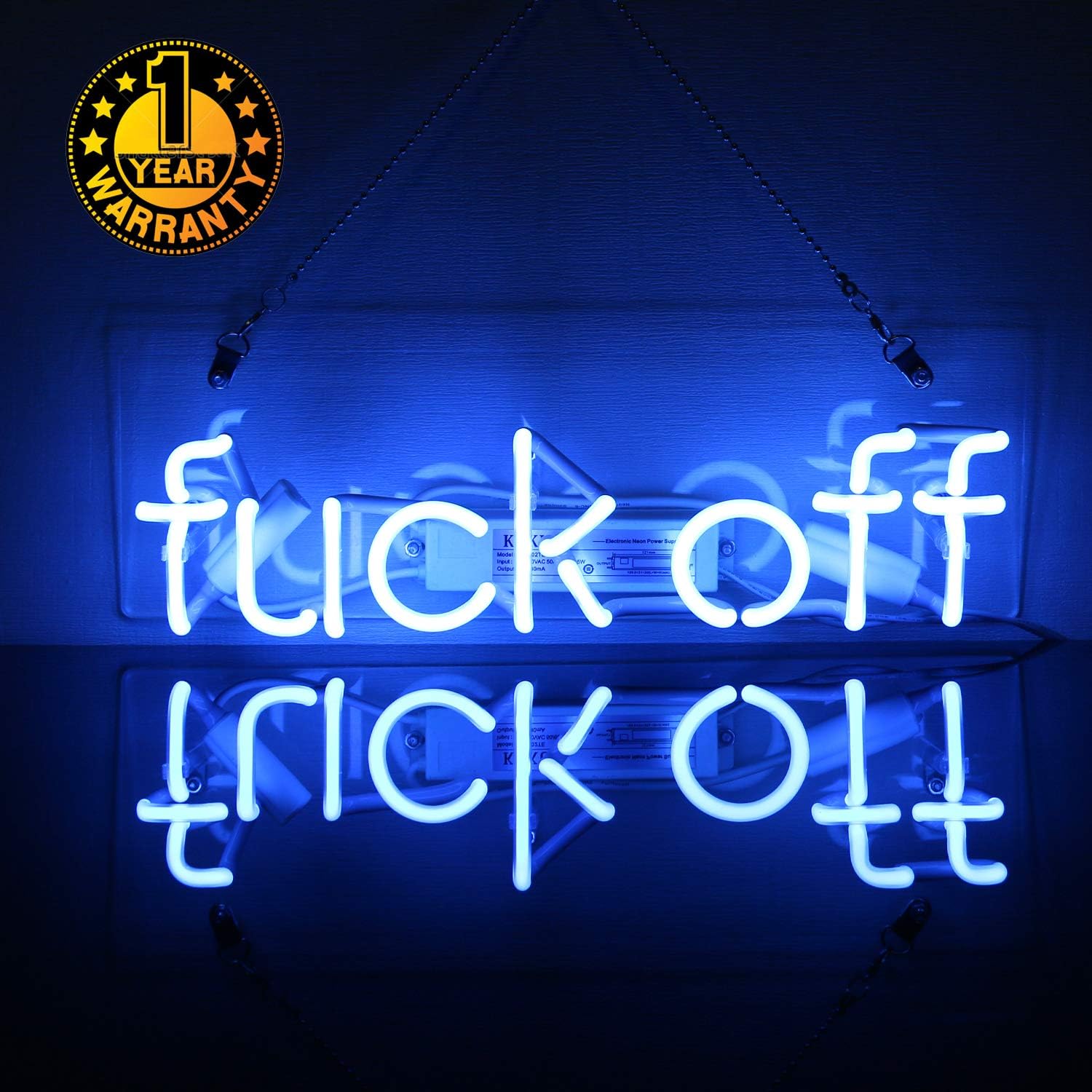 Neon Signs Fuck OFF, Blue Neon Sign Hanging Neon Lights Neon Light Sign