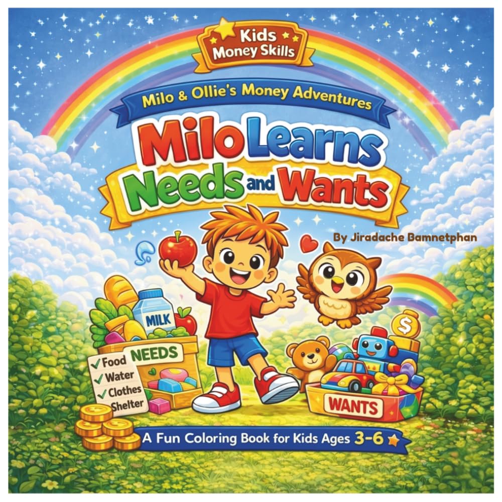 Milo Learns Needs and Wants: A Fun Coloring and Activity Book for Kids age 3-6 (Milo & Ollie's Money Adventures)