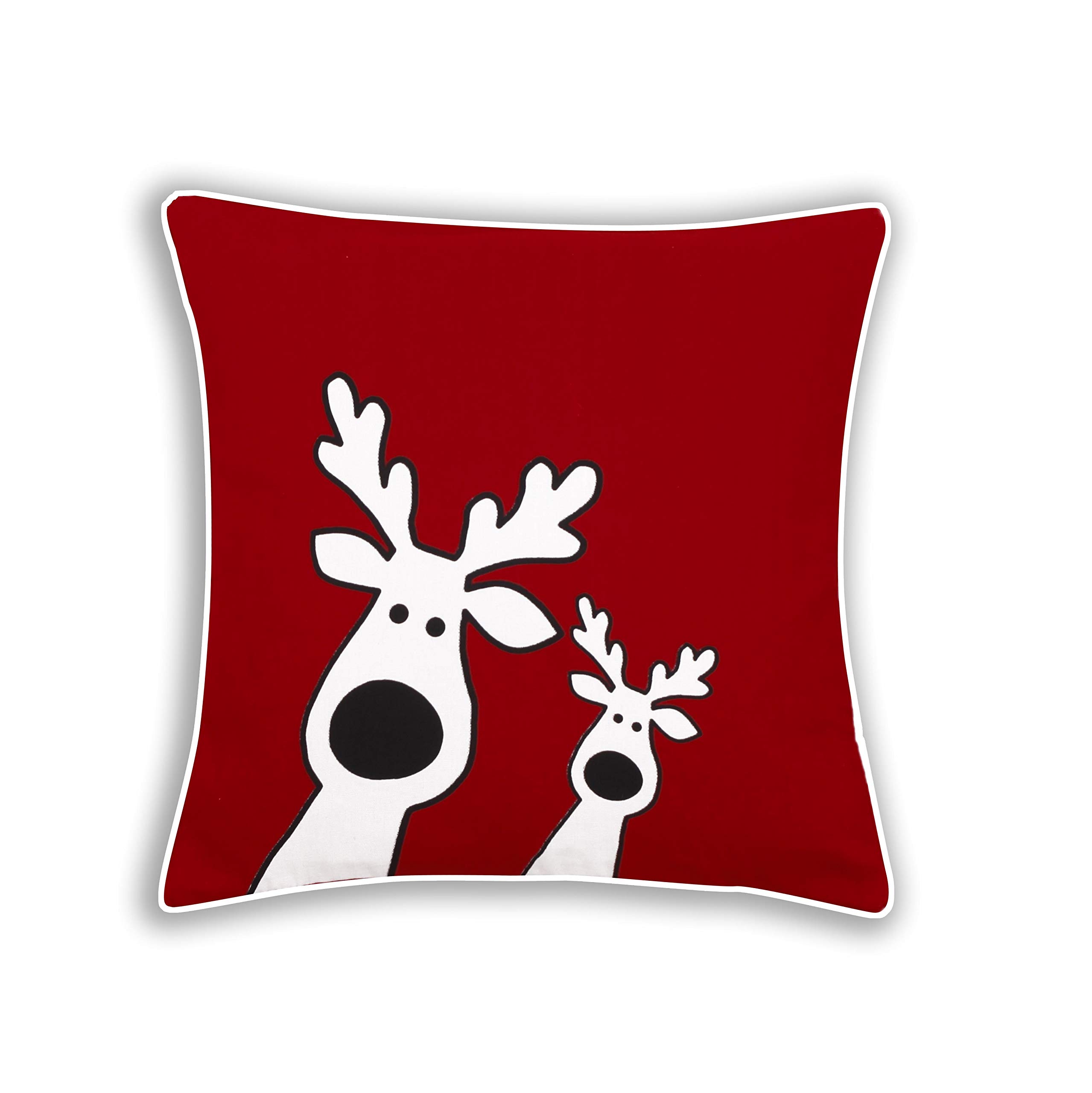Arlinens Red 100% Cotton's Luxury Xmas Cushion Cover Name Reindeer Size 18"X18"