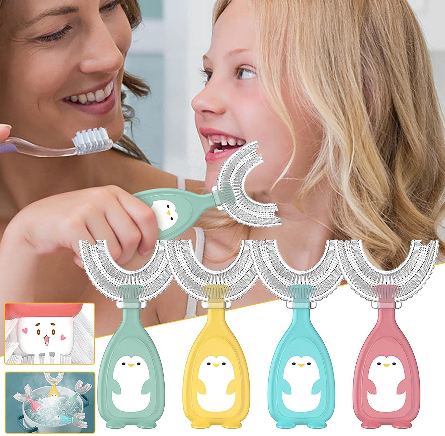 HJFCY 2 Pieces of U-Shaped Toothbrushes for kids