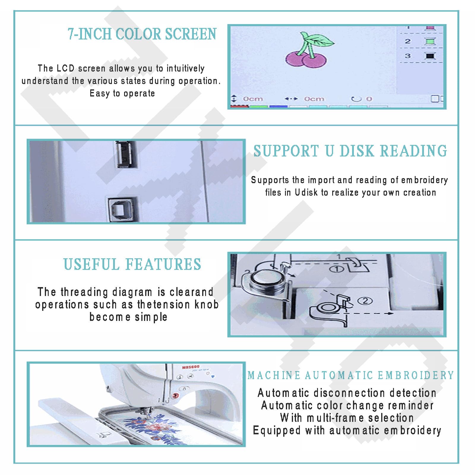 Macchina da Ricamo Elettrica, Macchina da Cucire Automatica con Ampio Schermo LCD Touch, Macchina da Cucire Automatica, Macchina da Ricamo con Area di Ricamo 4x4/4x9,2"