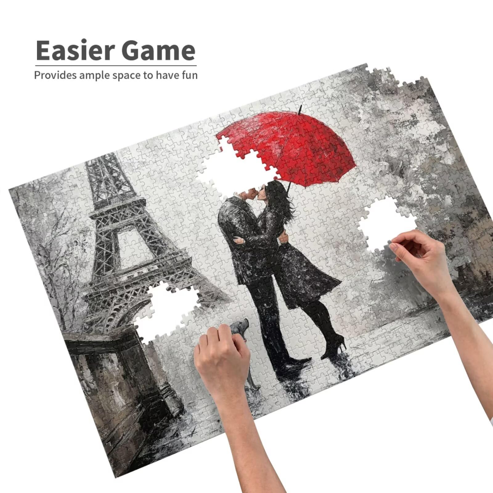 Tour Eiffel Puzzle 1000 Pièces Adultes Puzzle Amoureux Motif Design avec Emballage Cadeau pour Cadeau Femme,Activité Familiale Stimulante Débutants pour Decoration Chambre Murale Maison 75 x 50 cm -2Y
