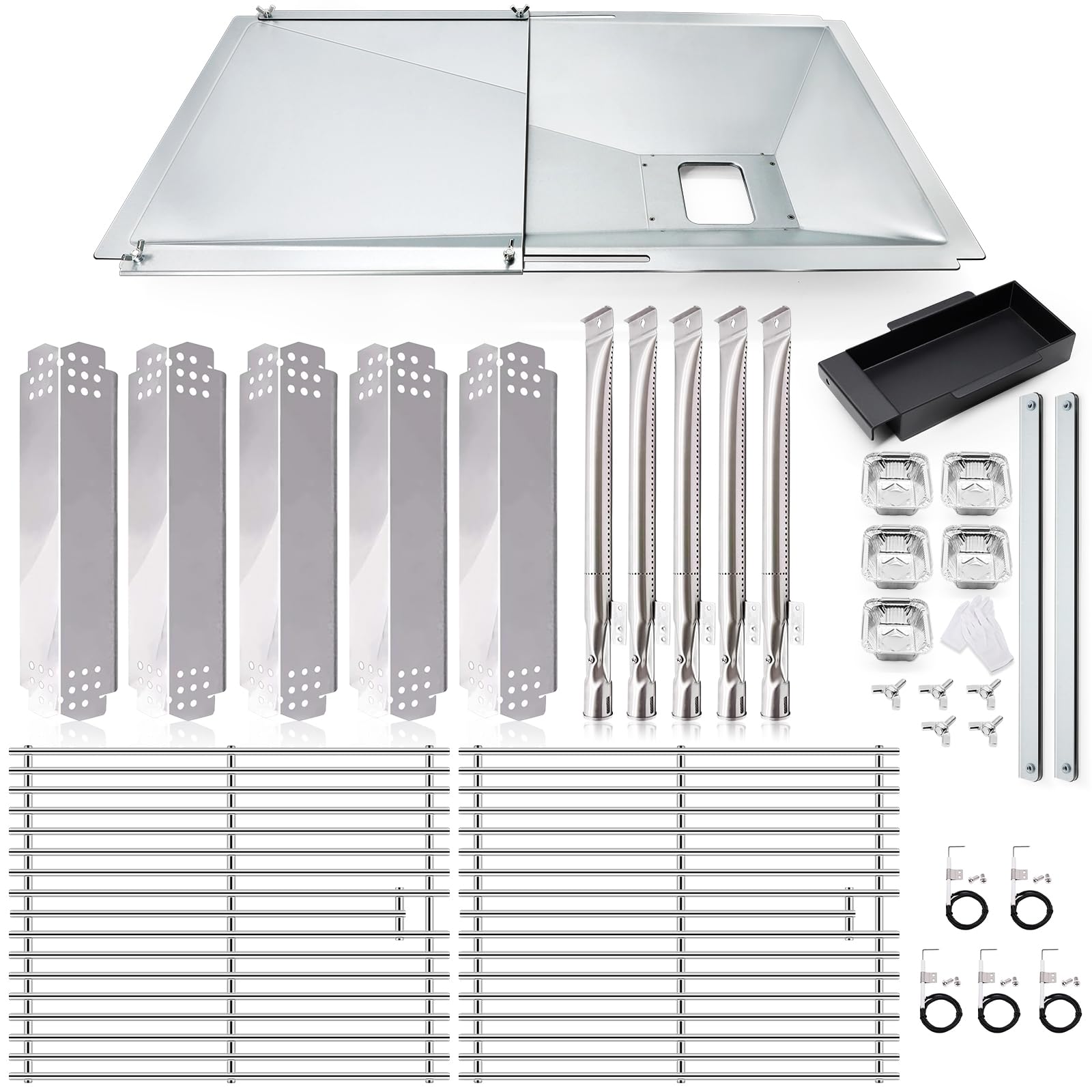 Hiorucet Grill Drip Pan Kits for Nexgrill Replacement Parts 5 Burner 720-0888N, 720-0888, Nexgrill 4 Burner 720-0830H, 720-0783E, Adjustable Grill Grease Tray for Nexgrill 720-0888N Replacement Parts.