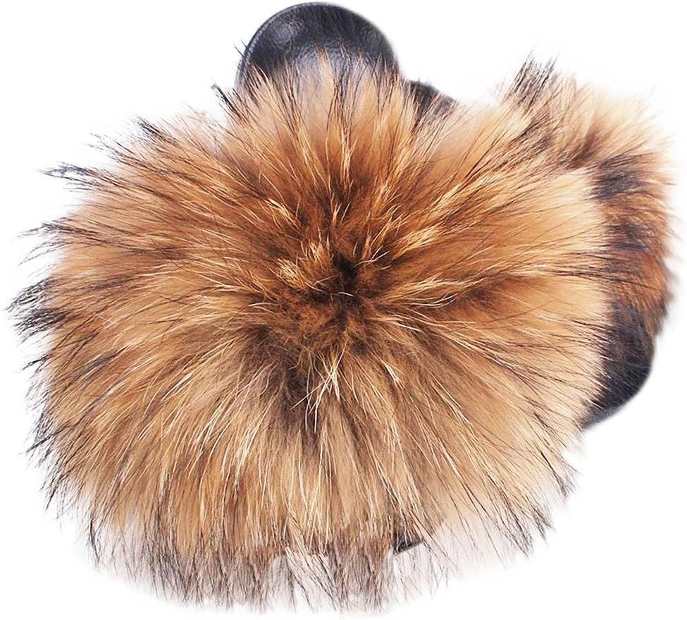 Big Faux Fur Slides, Furry Slippers for Women Fuzzy Fluffy Sandals Shoes