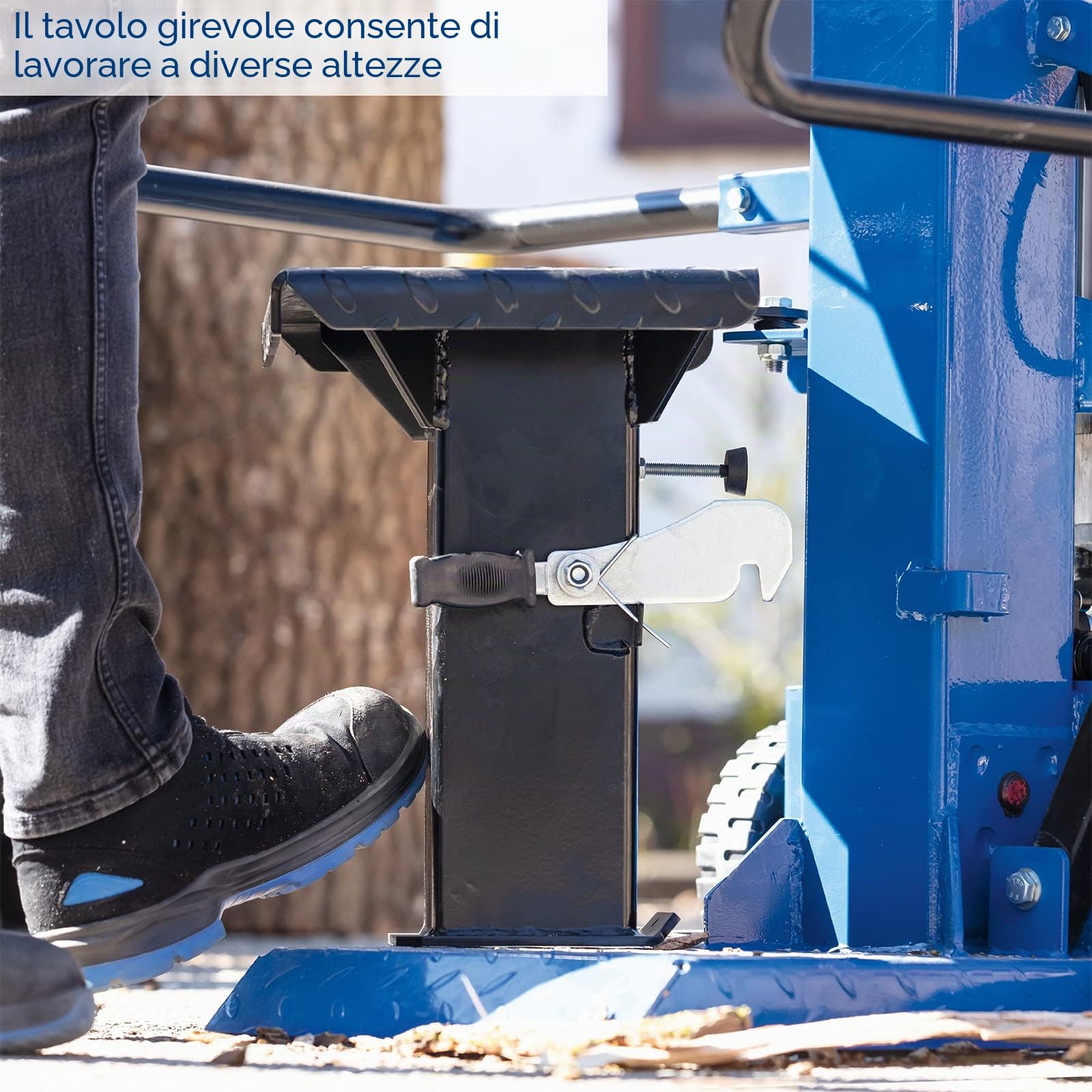 Scheppach Spaccalegna compatto, 230 V, potenza di spaccatura di 10 tonnellate, 3500 W, lunghezza legno 1070 mm, diametro massimo 380 mm, tavolo girevole, legno duro e tenero, con dispositivo di guida