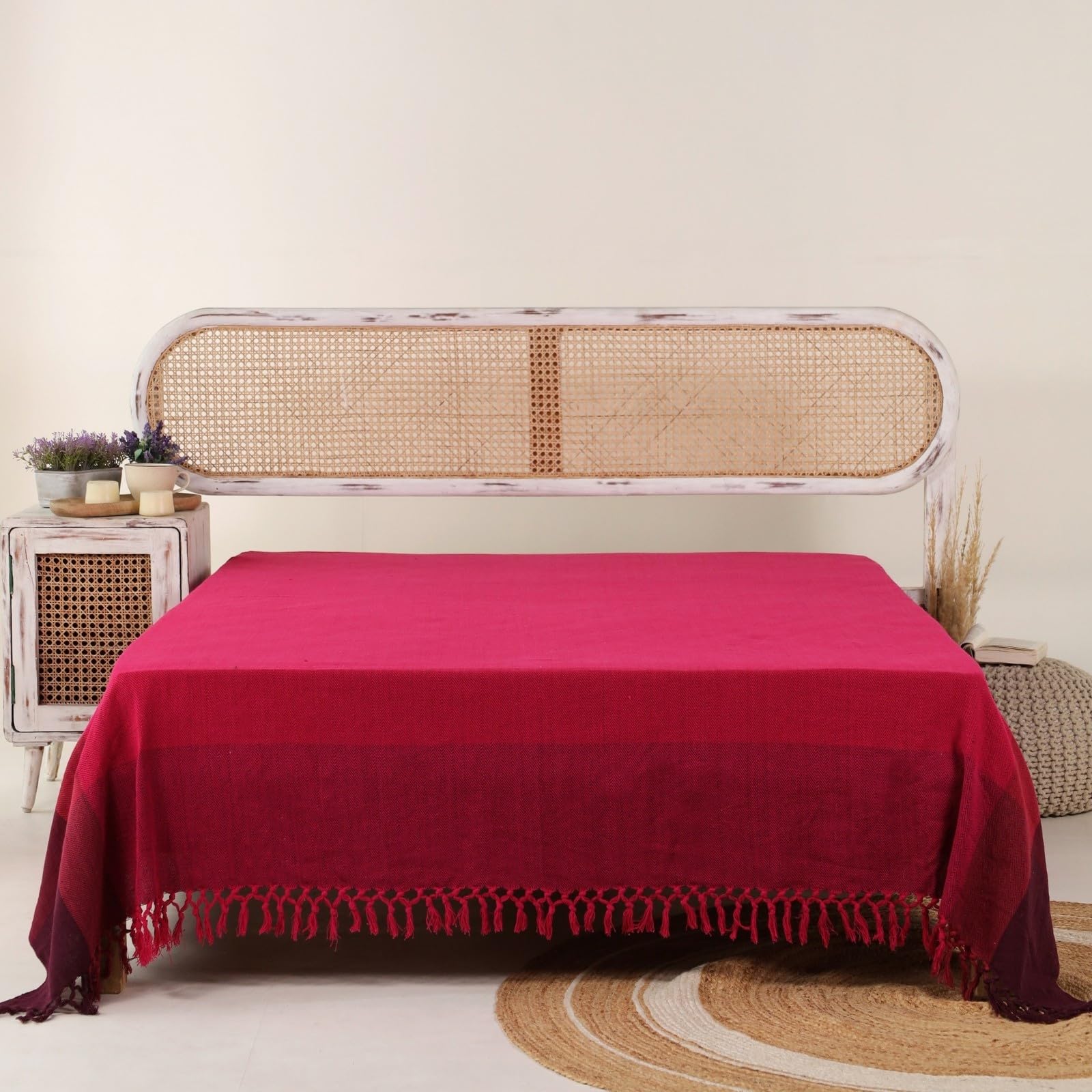 Peepul Tree 100% Pure Cotton Jaipuri Handprinted Double Bedsheet with 2 Pillow Cover | 210 TC Breathable Fabric | Block Printed Collection | Made in India | King Size - 92 x 102 inches | Berry-picture-10