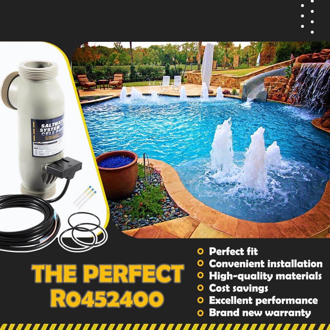 Remplacement de cellules salines R0452400 pour Zodiac Jandy AquaPure PLC1400 APURE 1400 PLC 700 APURE 700 – Plaques en titane à 14 lames, cordon d'alimentation de 4,8 m, 3 joints toriques, cellule à