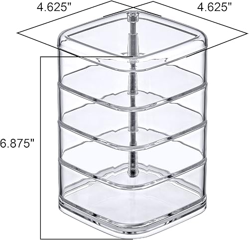 Miniatura 3 de Amazing Abby - Inspire - Organizador de accesorios acrílicos para el cabello de 4 niveles con tapa, soporte de plástico para joyas, contenedor