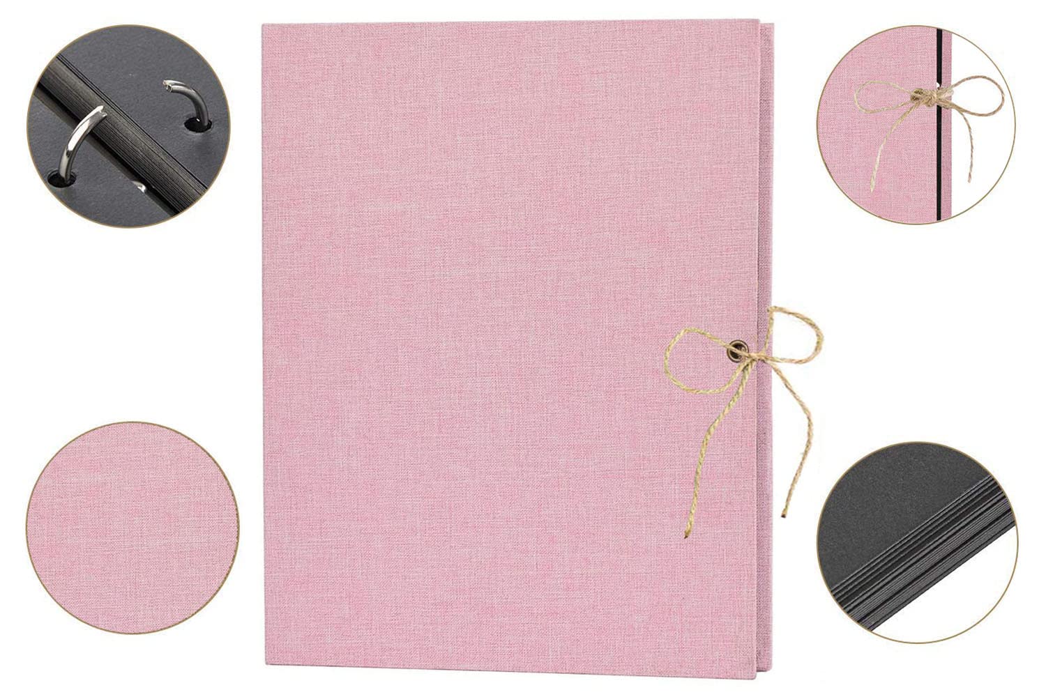 Album Photo Scrapbooking Boic 60 Pages Noires - Couverture Lin, 26x21 Cm, Cadeau Mariage
