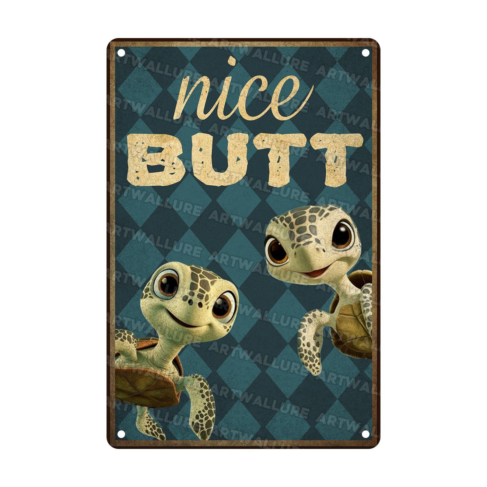 Sea Turtles Vintage Tin Sign Funny Bathroom Metal Sign for Home Bathroom Garden Outdoor Decor 8X12Inch