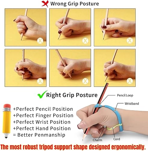 Miniatura 4 de Empuñaduras de lápiz para escritura a mano para niños, 6 unidades de entrenamiento ergonómico para niños pequeños de 3 a 5 años, ayuda de escritura