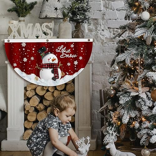 Miniatura 7 de Bandera de abanico de banderines  Paquete de 4 banderas de medio ventilador bandera de casa de invierno decoraciones de pancartas de vacaciones al