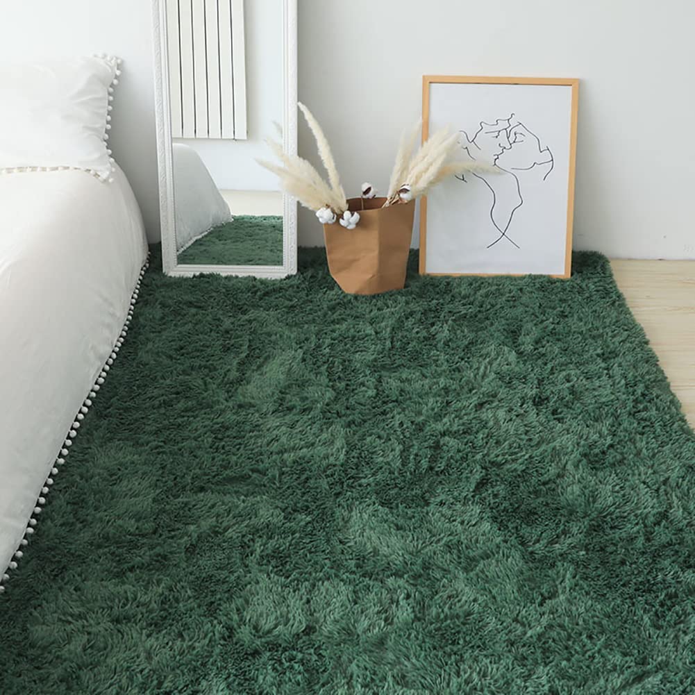 Tapis moelleux de la zone mous vert 100x160cm | Tapis de salon shaggy