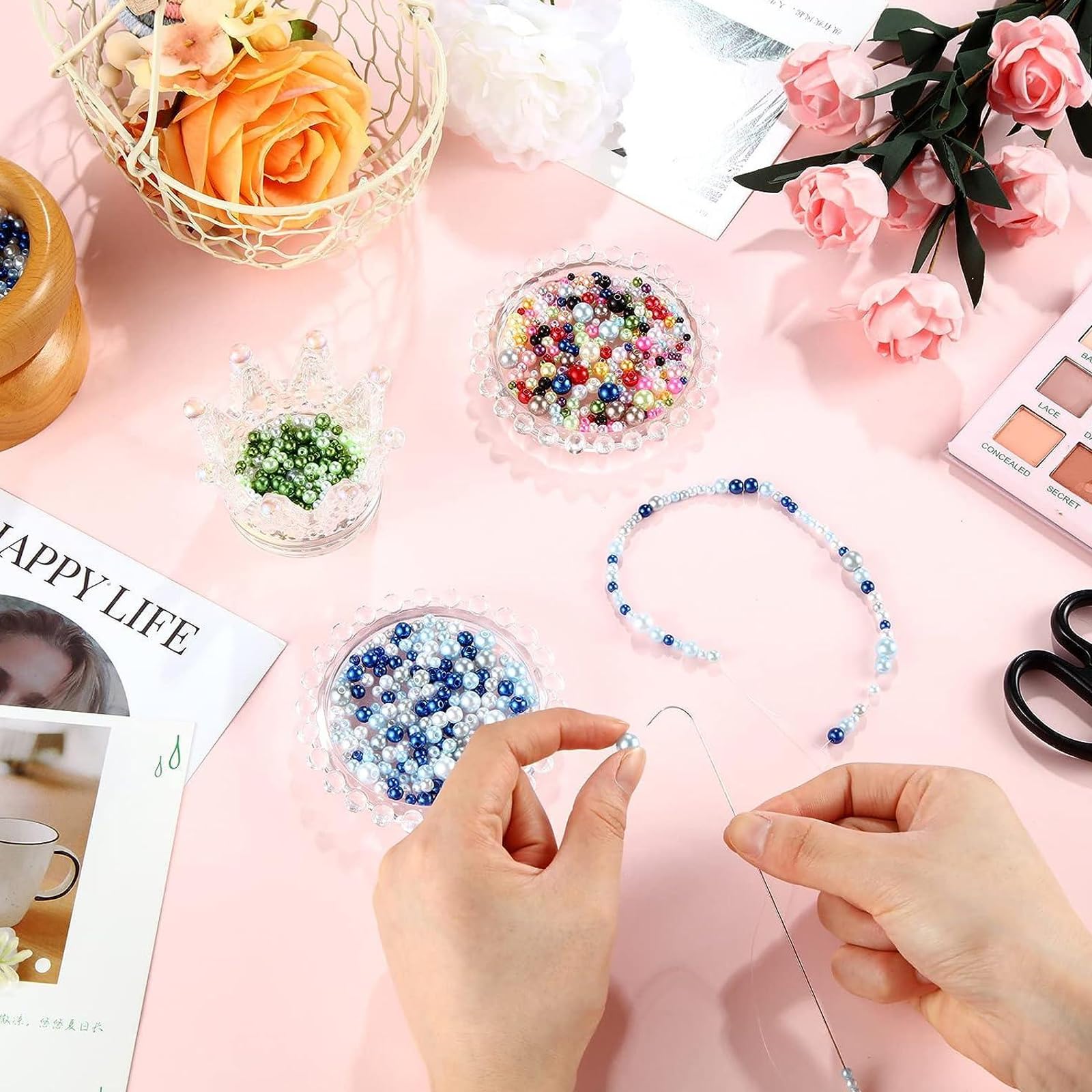 Set 8 Aghi Per Perline Curvi - 3 Misure Per Creazione Gioielli E DIY