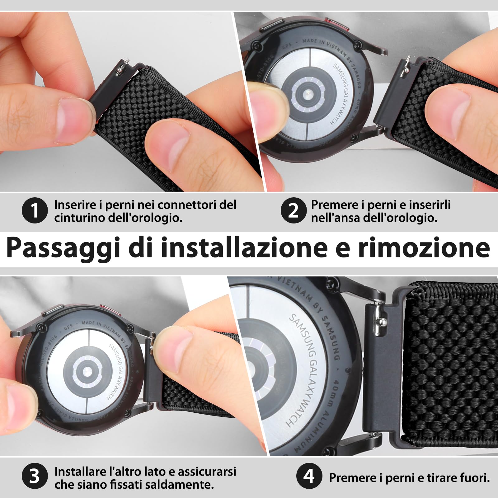 TumCez Regolabile Elastico Sgancio Rapido Cinturino Orologio in Nylon,18mm 19mm 20mm 22mm 24mm Cinturino per Samsung/Garmin/Fossil/Amazfit/Huawei Orologio per Uomo Donna