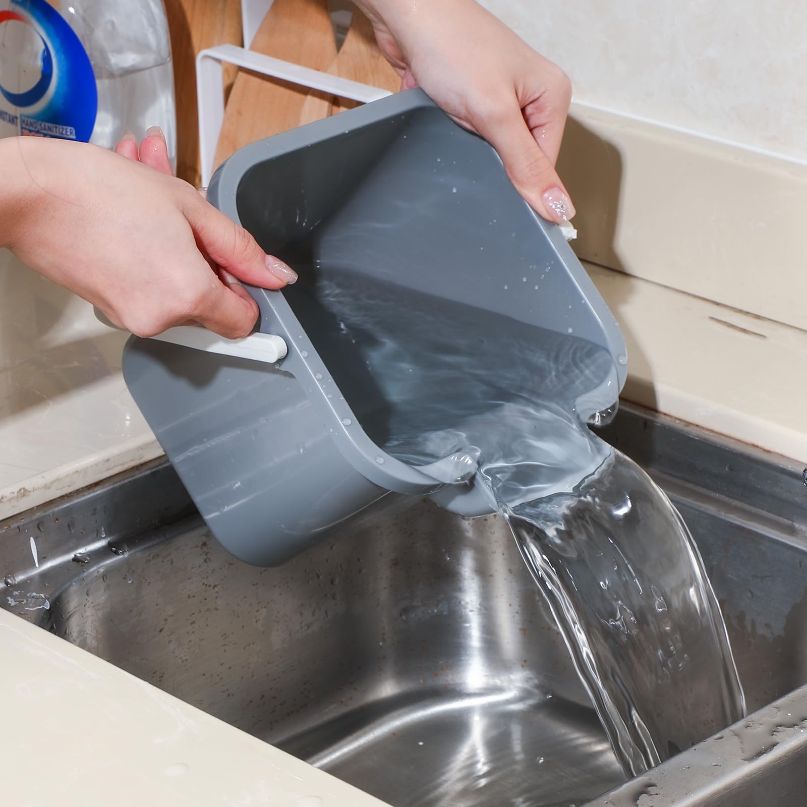 Vesici 6 juegos de cubos de limpieza de 3 cuartos con paños de limpieza de microfibra, cubo cuadrado desinfectante pequeño detergente de plástico con asa para uso doméstico, restaurante, oficina,