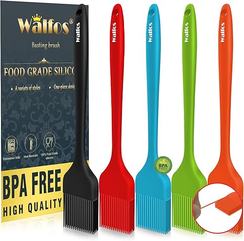 Walfos Cepillo de silicona para repostería, juego de cepillos para untar resistente al calor, perfecto para hornear, parrilla, cocina, núcleo de