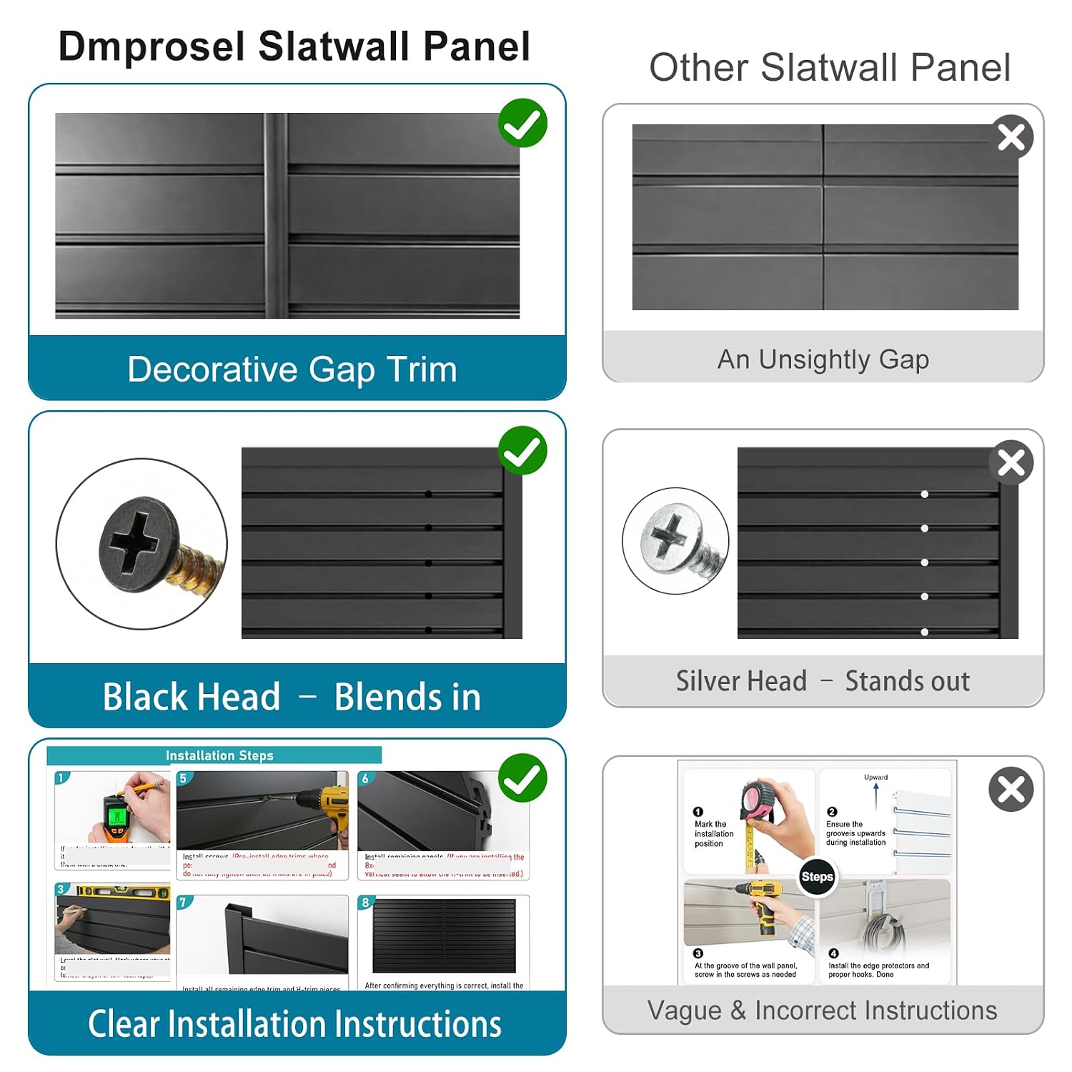 PVC Slat Wall Paneling 4x8 ft, Black Slatwall Panel for Storage image 3