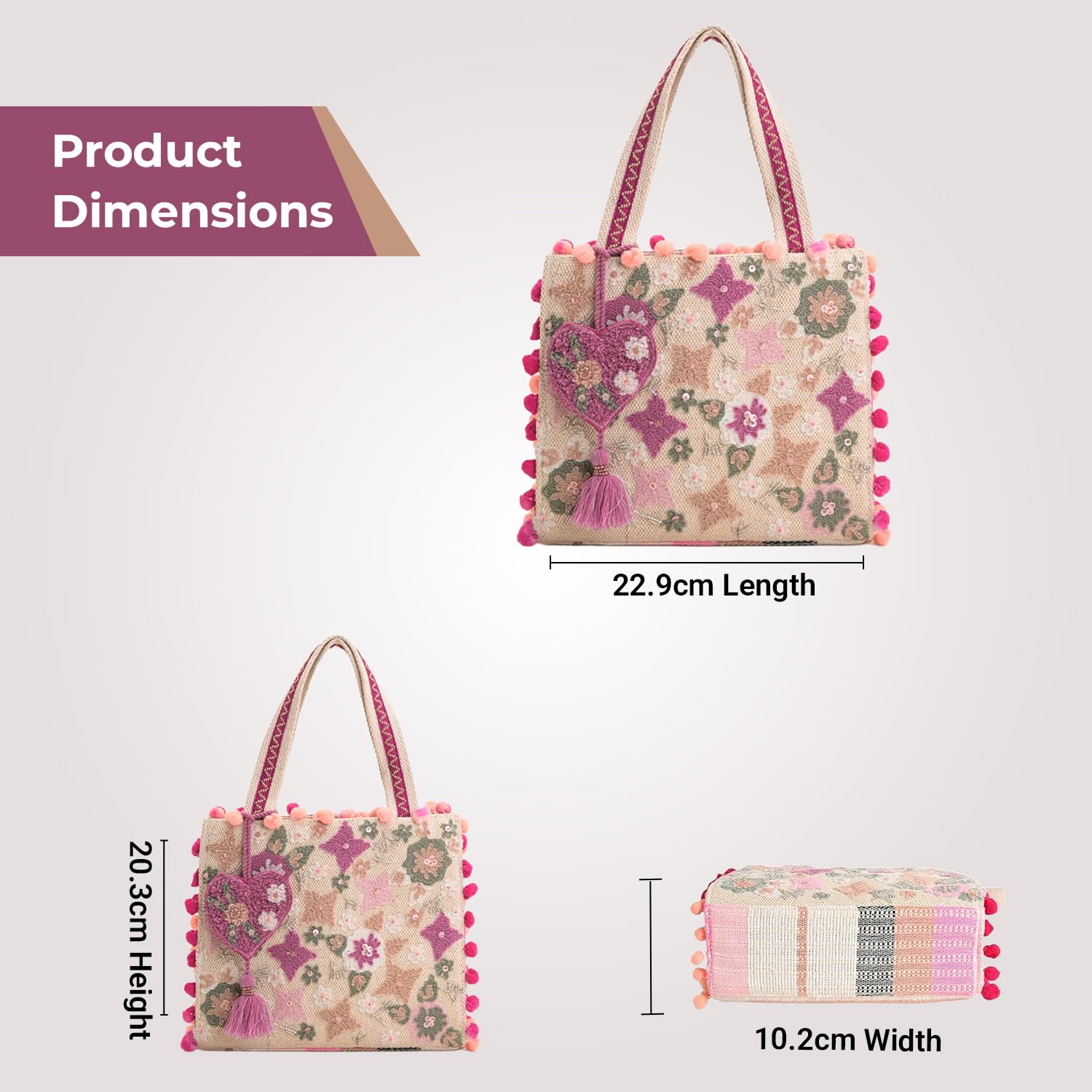Boho Girl Mini Tote Bag for Women Whimsical Jacquard Handbag with Adjustable Strap Stylish and Elegant Ladies Crossbody Shoulder Purse, Sling Bag Perfect Birthday, Anniversary and Wedding Gift 1