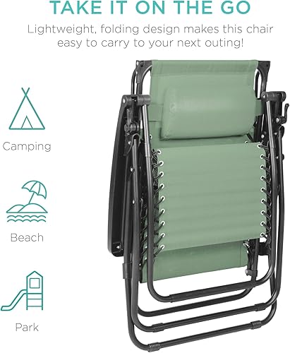 Miniatura 160 de Best Choice Products Silla reclinable plegable de gravedad cero para exteriores, de patio, para salón al aire libre, con toldo ajustable, Bandera