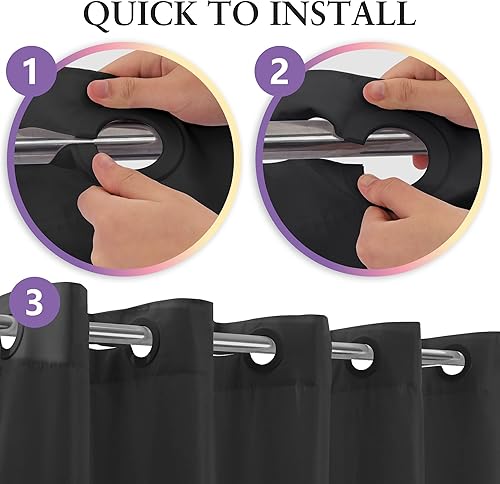 Miniatura 4 de River Dream Cortina de ducha negra sin gancho, microfibra suave, 36 pulgadas de ancho, juego de cortina de ducha de tela pequeña para establos
