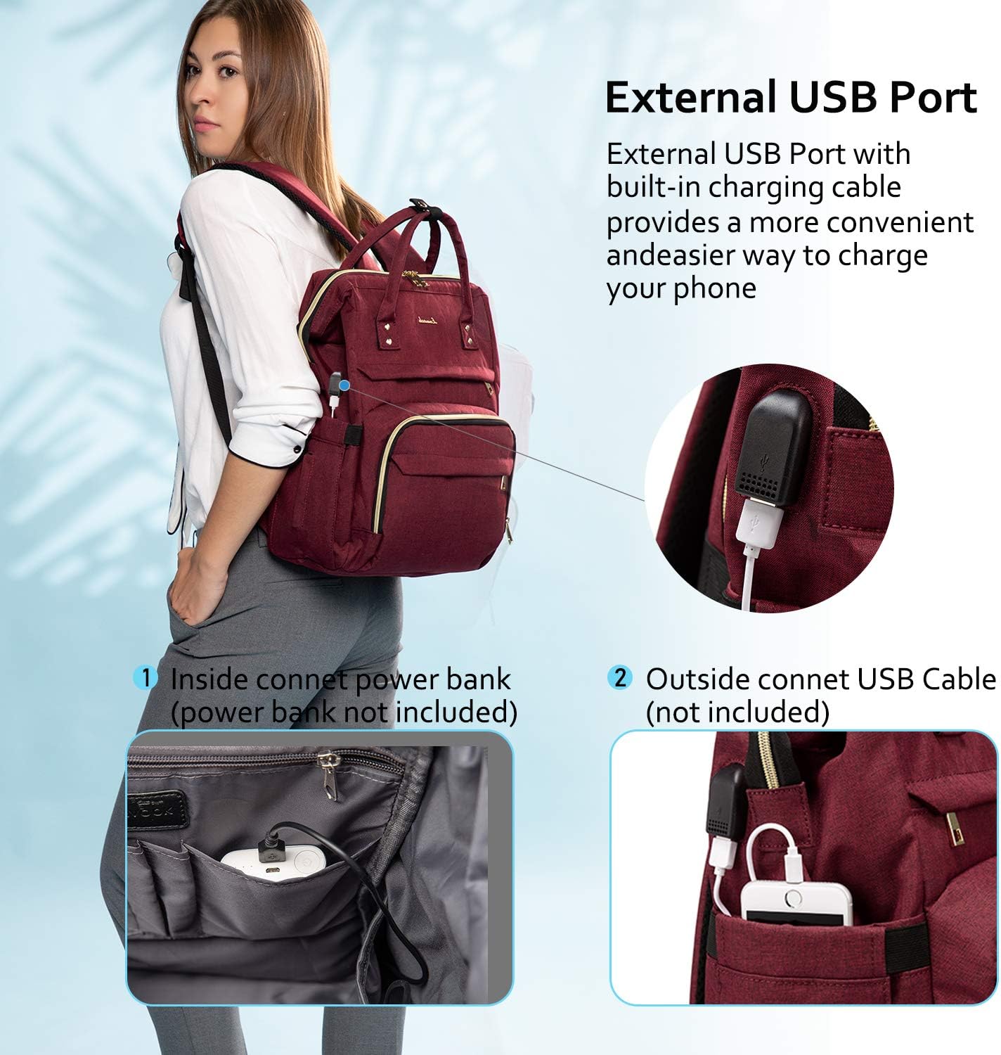 LOVEVOOK Laptop Backpack(17-Inch), Womens Laptop Bag Large Backpack Purse School Backpack Bookbag, Wine Red : Electronics