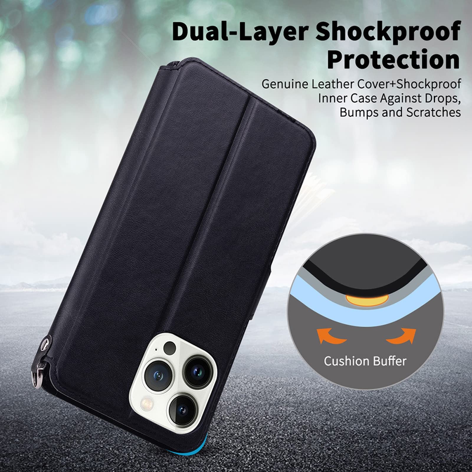 LTL Etui z klapką do iPhone 13/13 Pro/13 Pro Max, wysokiej jakości skórzane etui z klapką, etui z przegródką na karty, podpórka, etui na telefon, magnetyczne, brązowe, 13 6,1"