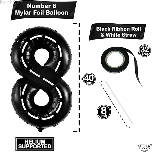 Miniatura 4 de KatchOn, Globo gigante de cuadros del número 8, 40 pulgadas, decoración de globos de construcción 8, decoraciones de cumpleaños de 8 camino, globo