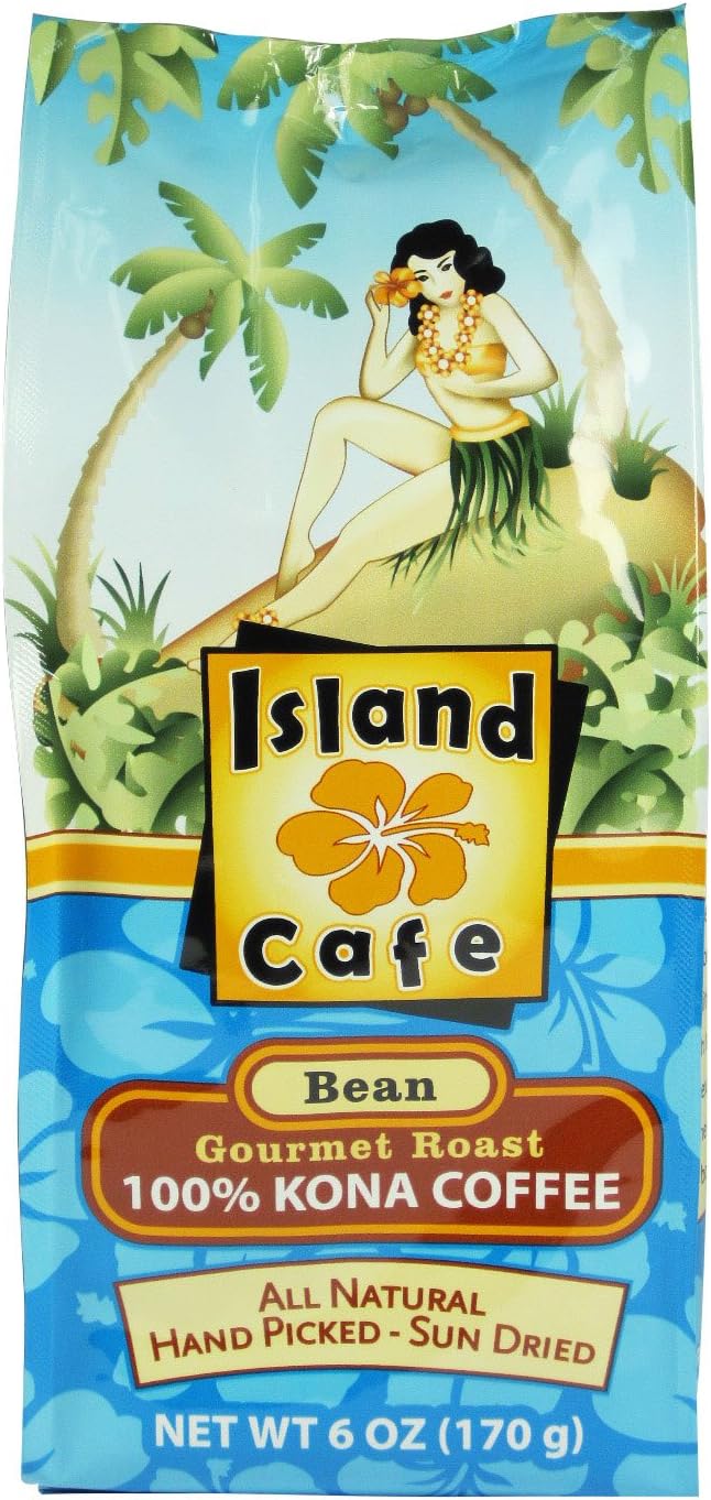 Island Cafe 100% Kona Coffee Whole Bean 6 Oz