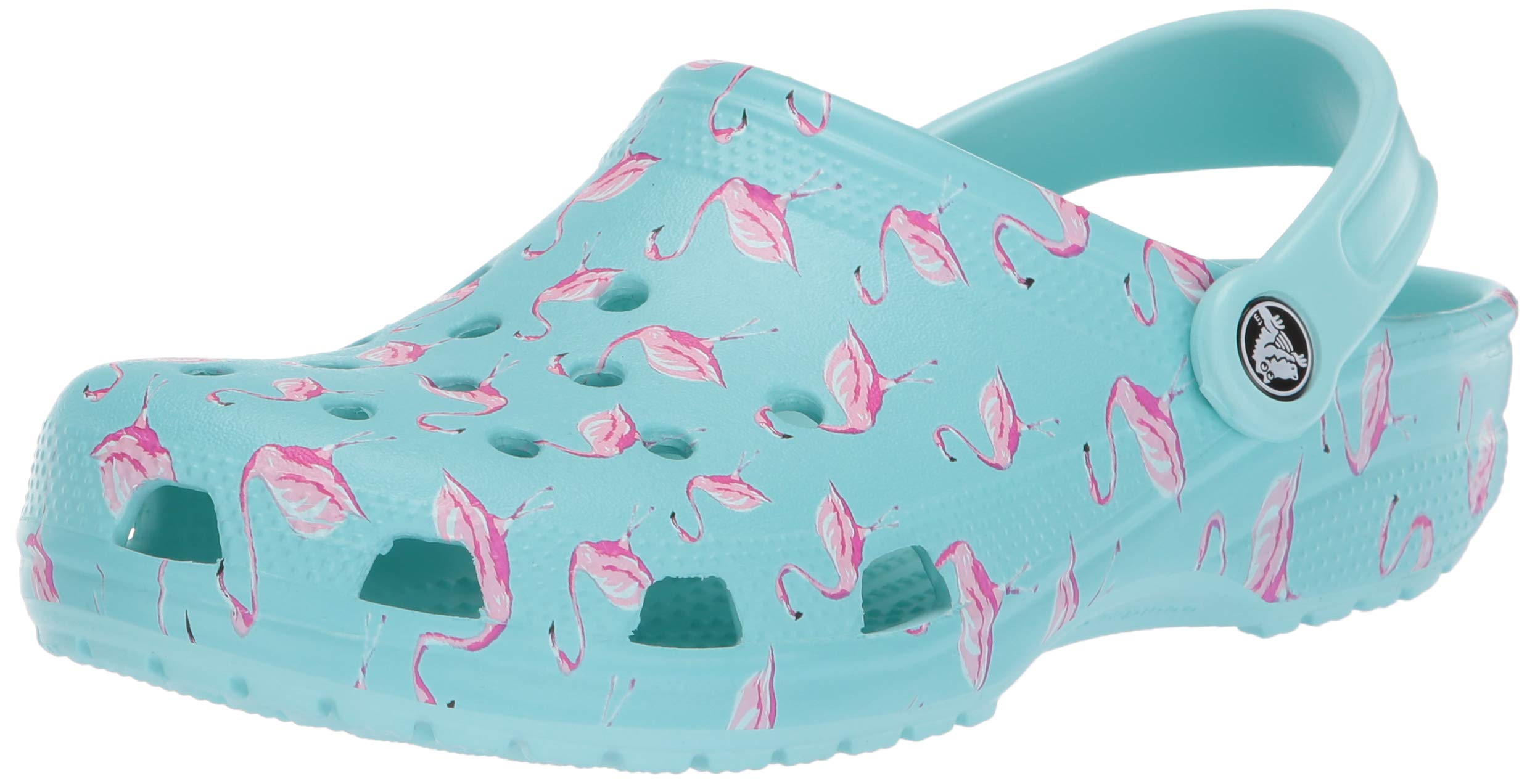 Crocs Men's and Women's Classic Graphic Clog, Ice Blue/Pink, 8 Women / 6 Men
