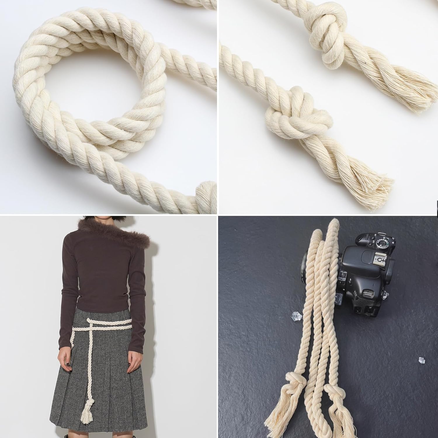 Extra Long Braided Cotton Waist Rope Tie Belt Woven Tassels Belt for Girl Women Dresses Pants - Image 4